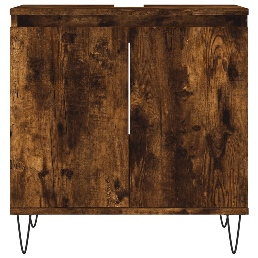 vidaXL 3 Piece Bathroom Cabinet Set Smoked Oak Engineered Wood