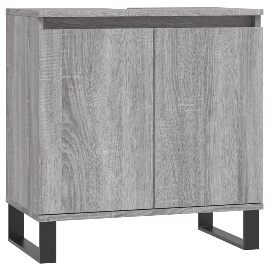 vidaXL 3 Piece Bathroom Cabinet Set Grey Sonoma Engineered Wood