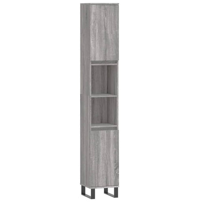 vidaXL 3 Piece Bathroom Cabinet Set Grey Sonoma Engineered Wood
