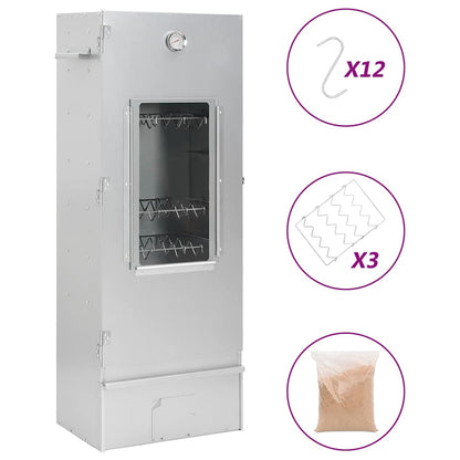 vidaXL BBQ Oven Smoker with Wood Chips 44,5x29x110 cm Galvanised Steel
