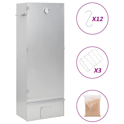 vidaXL BBQ Oven Smoker with Wood Chips 44,5x29x110 cm Galvanised Steel