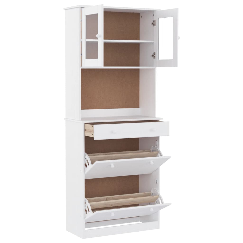 vidaXL Highboard "ALTA" White 77x35x188cm Solid Wood Pine