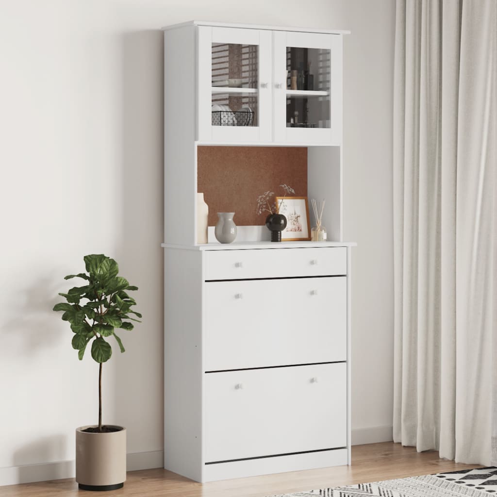 vidaXL Highboard "ALTA" White 77x35x188cm Solid Wood Pine