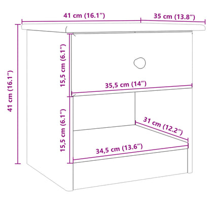 vidaXL Bedside Cabinet "ALTA" 41x35x41 cm Solid Wood Pine