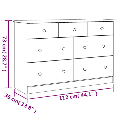 vidaXL Chest of Drawers ALTA White 112x35x73 cm Solid Wood Pine