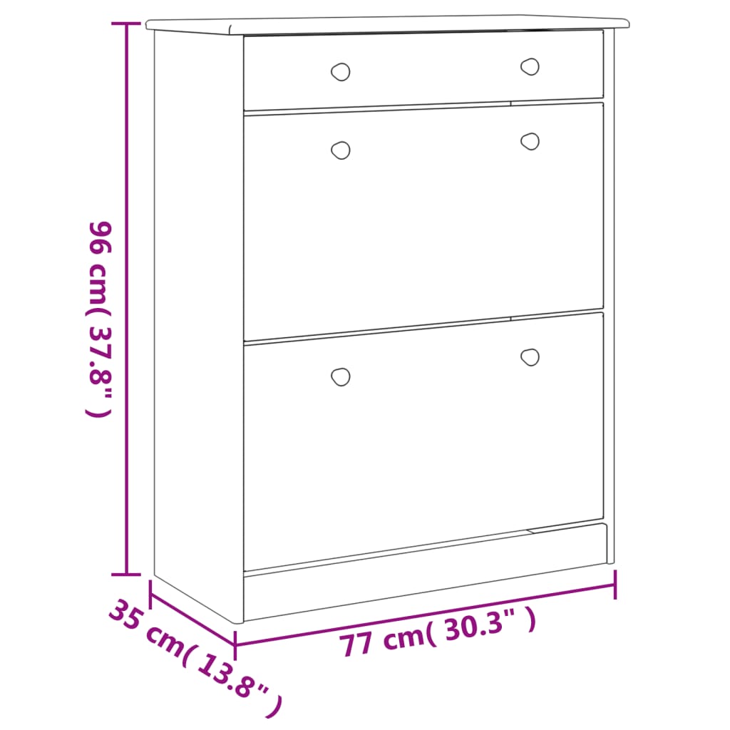 vidaXL Shoe Cabinet ALTA 77x35x96 cm Solid Wood Pine