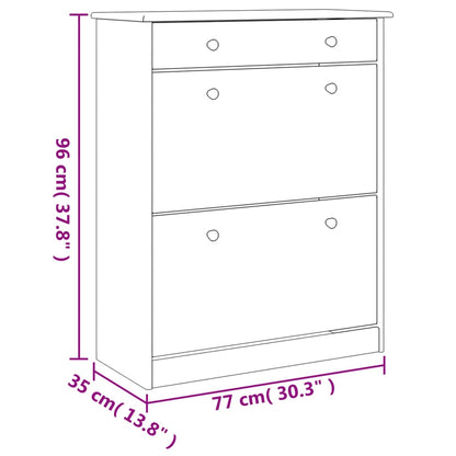 vidaXL Shoe Cabinet ALTA 77x35x96 cm Solid Wood Pine