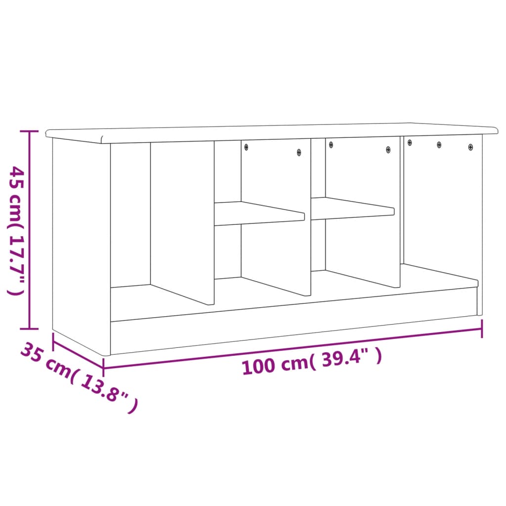 vidaXL Shoe Bench ALTA White 100x35x45 cm Solid Wood Pine