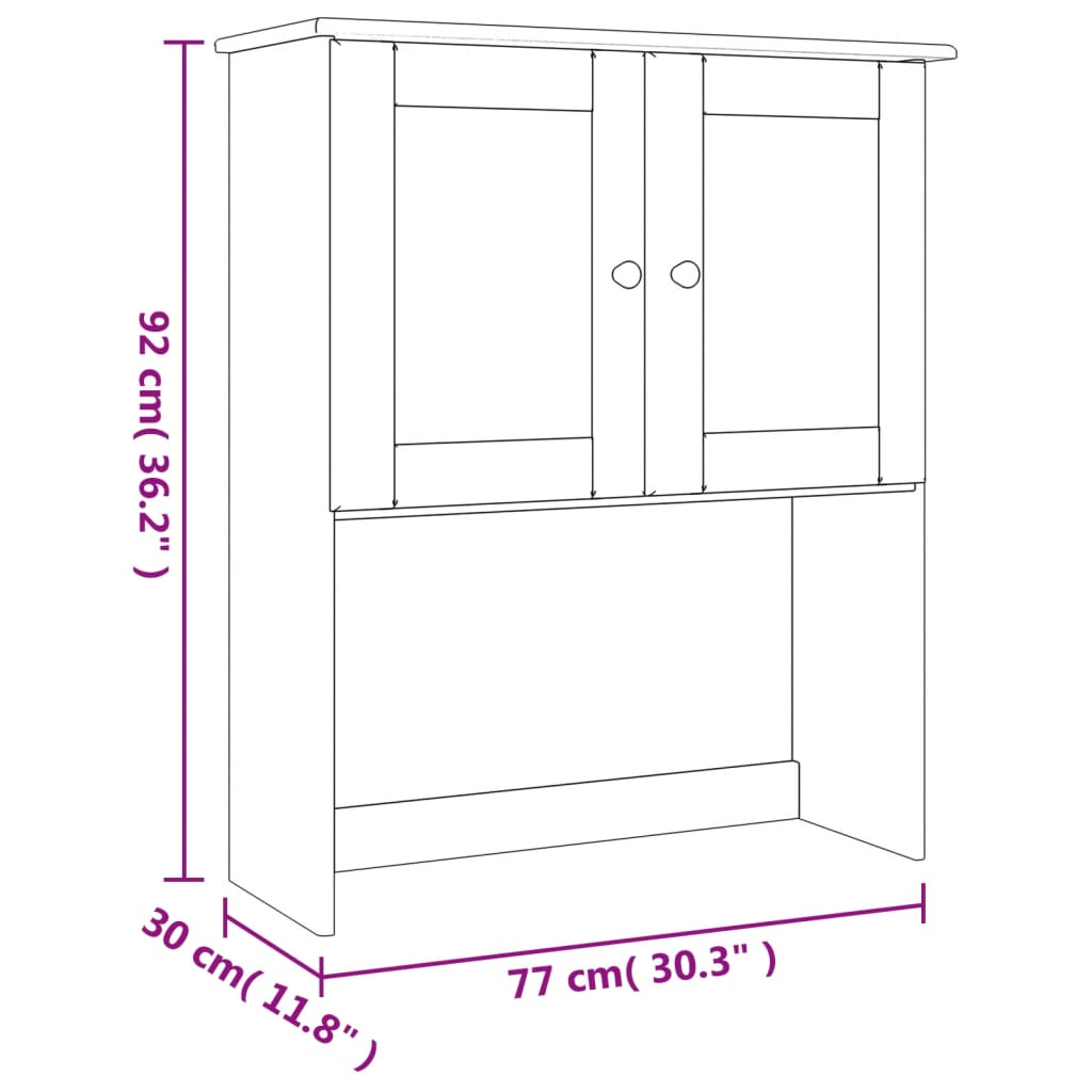 vidaXL Dresser Top ALTA White 77x30x92 cm Solid Wood Pine