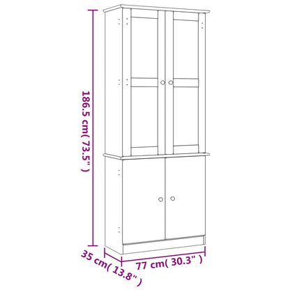 vidaXL Glass Display Cabinet ALTA White 77x35x186.5 cm Solid Wood Pine
