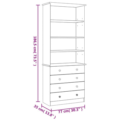 vidaXL Bookcase with Drawers ALTA 77x35x186.5 cm Solid Wood Pine