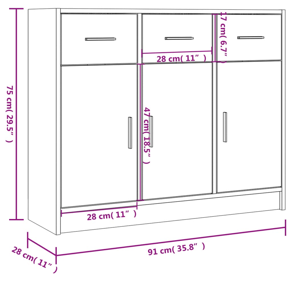 vidaXL Sideboard | Concrete grey | Engineered wood | Medium | Sideboard