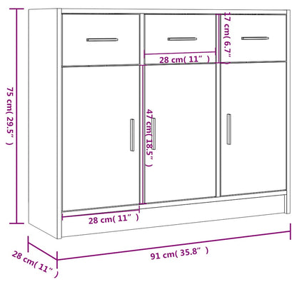 vidaXL Sideboard Grey Sonoma 91x28x75 cm Engineered Wood
