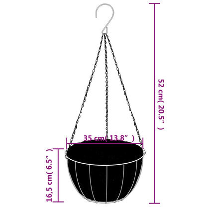 vidaXL Hanging Basket Brackets with Planters 4 pcs Black Steel