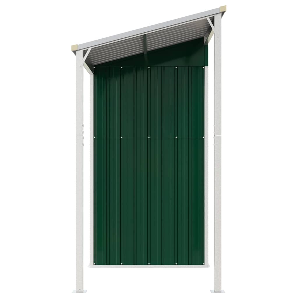 vidaXL Garden Shed with Extended Roof Green 277x107x181 cm Steel