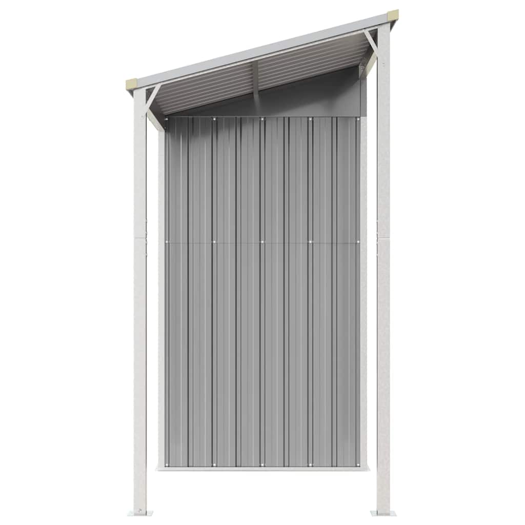vidaXL Garden Shed with Extended Roof Light Grey 277x107x181 cm Steel