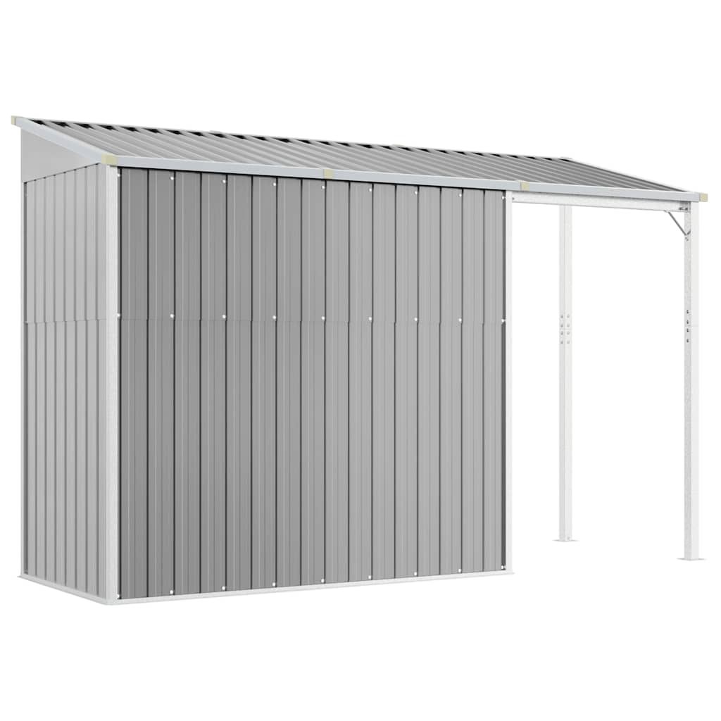 vidaXL Garden Shed with Extended Roof Light Grey 277x107x181 cm Steel