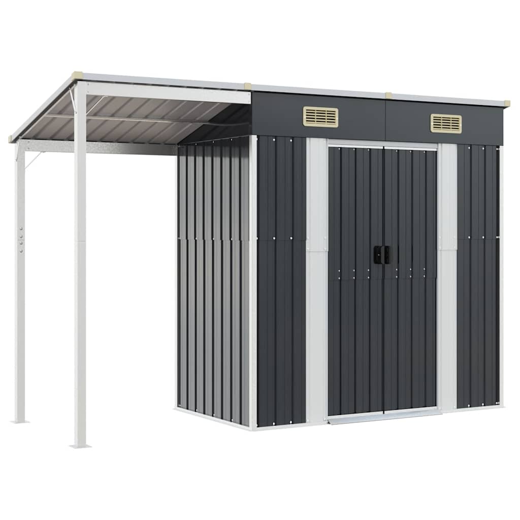 vidaXL Garden Shed with Extended Roof Anthracite 277x107x181 cm Steel