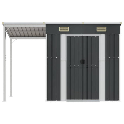 vidaXL Garden Shed with Extended Roof Anthracite 277x107x181 cm Steel