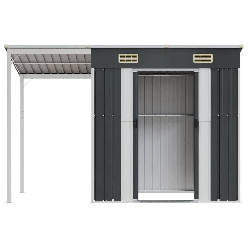 vidaXL Garden Shed with Extended Roof Anthracite 277x107x181 cm Steel
