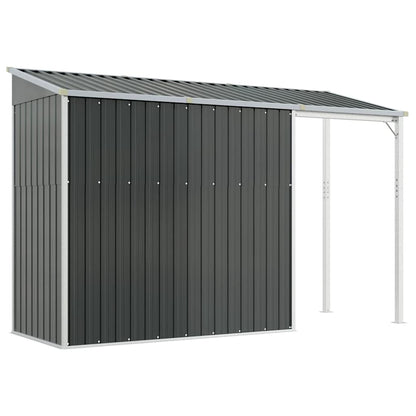 vidaXL Garden Shed with Extended Roof Anthracite 277x107x181 cm Steel