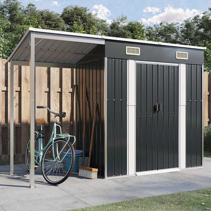 vidaXL Garden Shed with Extended Roof Anthracite 277x107x181 cm Steel