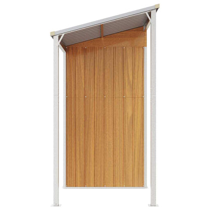 vidaXL Garden Shed with Extended Roof Light Brown 277x107x181cm Steel