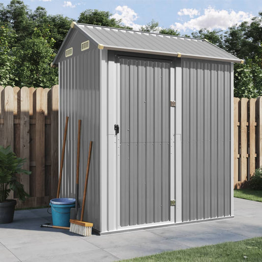 vidaXL Garden Shed Light Grey 192x152,5x237 cm Galvanised Steel
