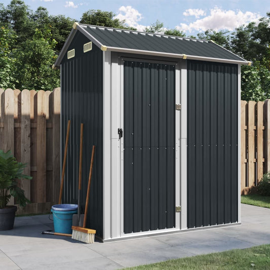vidaXL Garden Shed Anthracite 192x152,5x237 cm Galvanised Steel