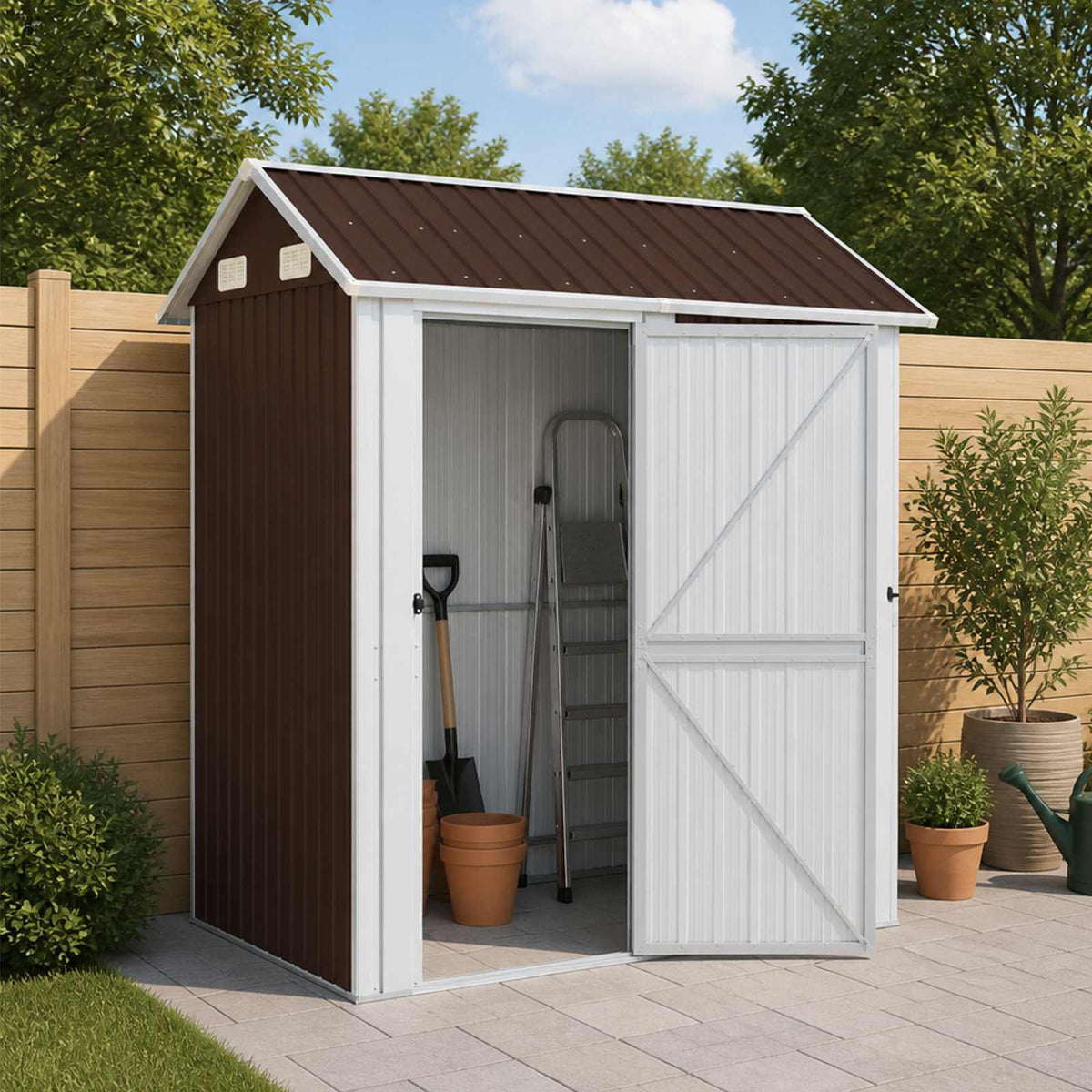 vidaXL Garden Shed Brown 192x152,5x237 cm Galvanised Steel
