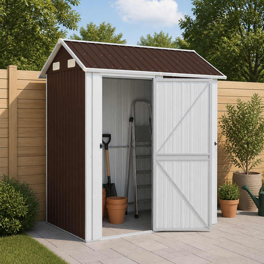 vidaXL Garden Shed Brown 192x152,5x237 cm Galvanised Steel