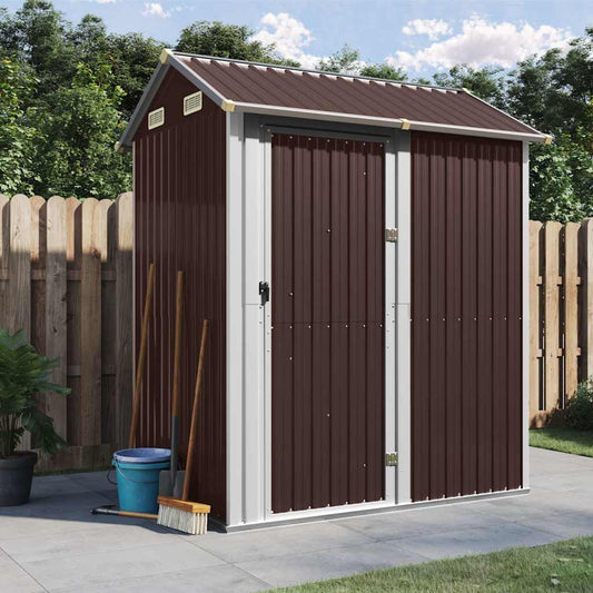vidaXL Garden Shed Brown 192x152,5x237 cm Galvanised Steel