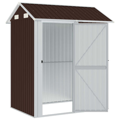 vidaXL Garden Shed Brown 192x152,5x237 cm Galvanised Steel