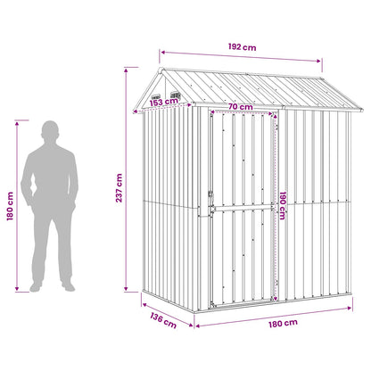 vidaXL Garden Shed Brown 192x152,5x237 cm Galvanised Steel