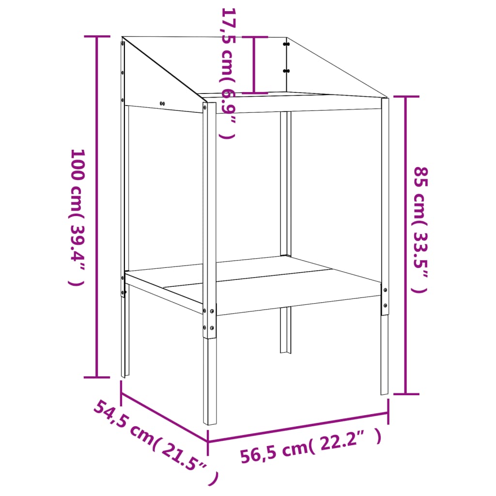 vidaXL Plant Stand Anthracite 56.5x54.5x100 cm Galvanised Steel