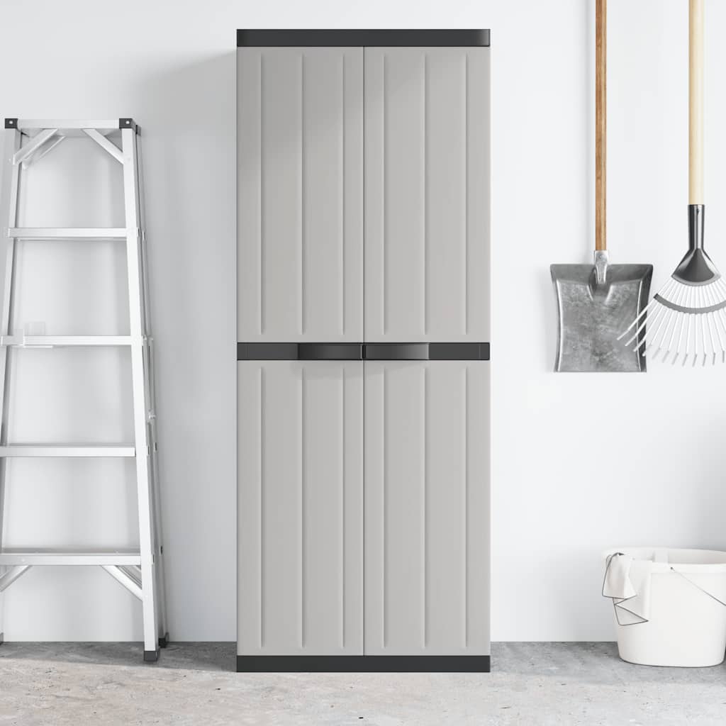 vidaXL Outdoor Storage Cabinet Grey and Black 65x37x165 cm PP