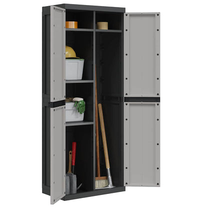 vidaXL Outdoor Storage Cabinet Grey and Black 65x37x165 cm PP