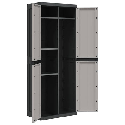 vidaXL Outdoor Storage Cabinet Grey and Black 65x37x165 cm PP