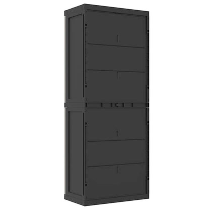 vidaXL Outdoor Storage Cabinet Grey and Black 65x37x165 cm PP