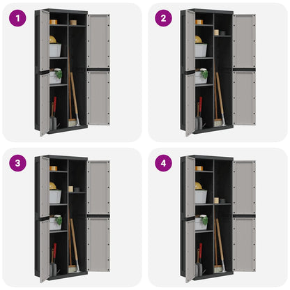 vidaXL Outdoor Storage Cabinet Grey and Black 65x37x165 cm PP