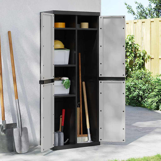 vidaXL Outdoor Storage Cabinet Grey and Black 65x37x165 cm PP