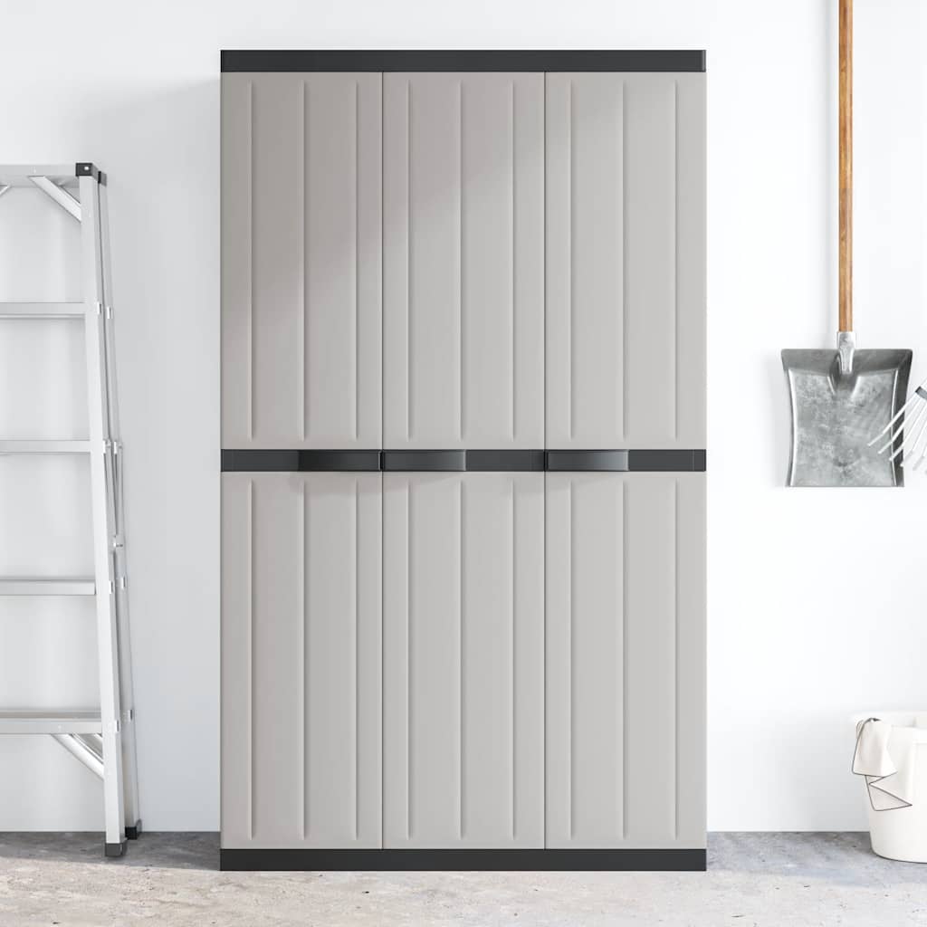 vidaXL Outdoor Storage Cabinet Grey and Black 97x37x165 cm PP