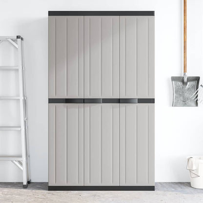 vidaXL Outdoor Storage Cabinet Grey and Black 97x37x165 cm PP