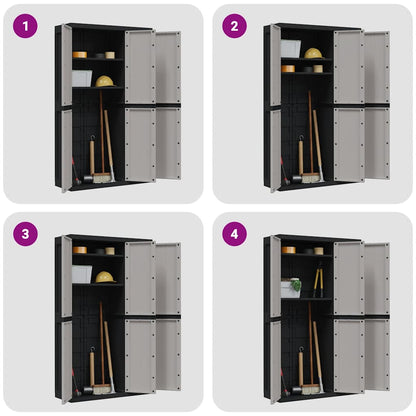 vidaXL Outdoor Storage Cabinet Grey and Black 97x37x165 cm PP
