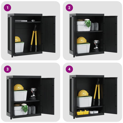 vidaXL Outdoor Storage Cabinet Black 65x37x85 cm PP