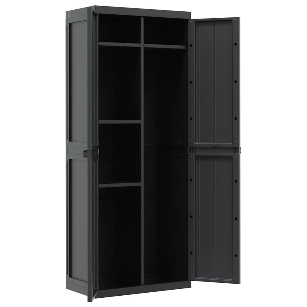 vidaXL Outdoor Storage Cabinet Black 65x37x165 cm PP