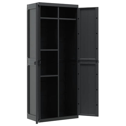 vidaXL Outdoor Storage Cabinet Black 65x37x165 cm PP