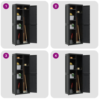 vidaXL Outdoor Storage Cabinet Black 65x37x165 cm PP