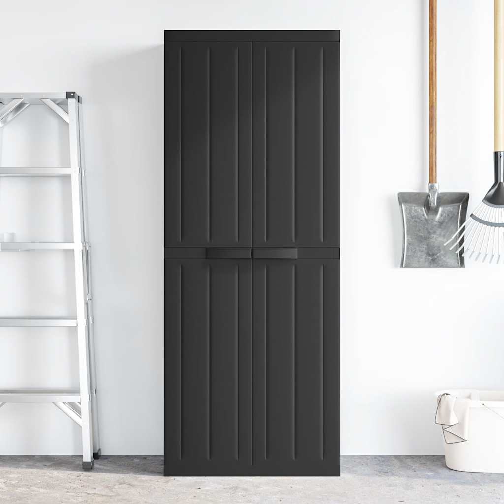 vidaXL Outdoor Storage Cabinet Black 65x37x165 cm PP