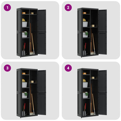 vidaXL Outdoor Storage Cabinet Black 65x37x165 cm PP
